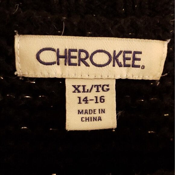 Cherokee Kids Black Silver Sparkle Sweater Dress Jewel Neckline 14-16 - Picture 6 of 7